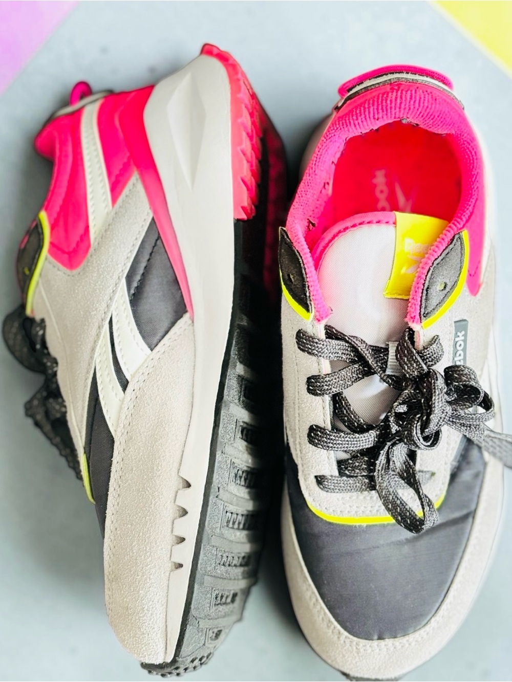 Kids Neon Pink & Gray Casual Sneakers